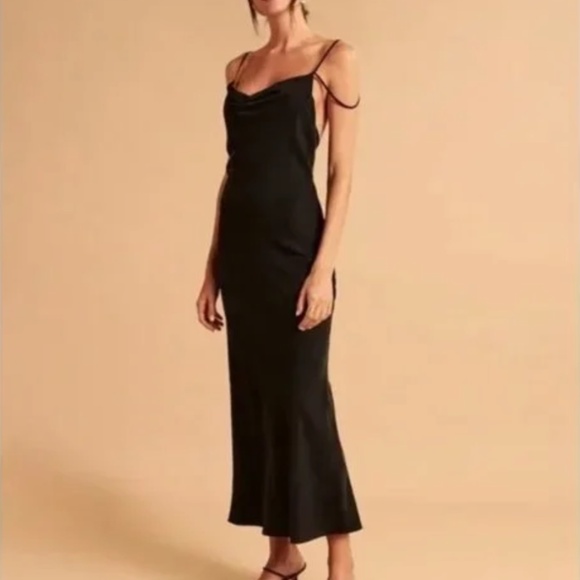 Abercrombie & Fitch Black Cowl Neck Slip Maxi Dress - Picture 1 of 3
